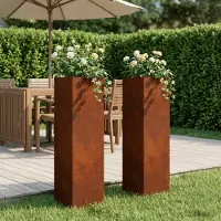 vidaXL Plantenbak 2 st Roestkleurig 20 x 20 x 75 cm weervast staal
