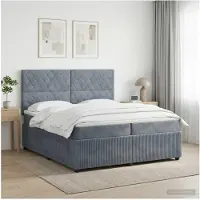 vidaXL Boxspringbed met matras Donkergrijs 200 x 200 cm Fluweel