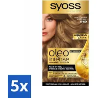 Syoss 5 x - Oleo Intense 8-60 Honing Blond - Haarverf - Zonder Ammoniak - Grijsdekking - Langdurige Kleur - Haarverf - Permanent Haarkleuring - Zonder Ammoniak - Grijsdekking - Haarkleur