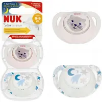 Nuk Star Light Night Speen 0-6m Siliconen 2 stuks + etui