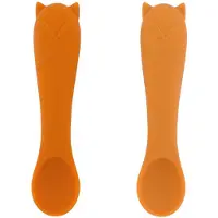 Trixie | Eerste Babylepels 2-pack - Mr. Fox - Zachte siliconen - Gemakkelijk vast te pakken - 4m+