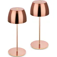 B.K.Licht BRILONER Serina mini - Set van 2 Tafellampen oplaadbaar - dimbaar - voor binnen & buiten - snoerloos - Ø8 x 20 cm - koperkleurig