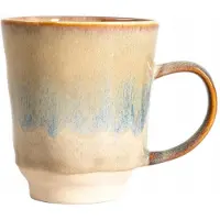 Homla KASLO mok, beige met blauwe streep, 0.4L, steengoed