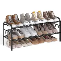 Songmics Schoenenrek met roosterplanken voor 12 paar schoenen, 2 niveaus (28 x 85 x 35 cm)