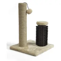 Amazon Basics kraboom voor huiskatten, klein, met borstel voor kittens, 42 cm, beige