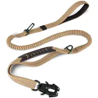 Famanu – Tactische hondenriem, extra sterk, 1,2-1,8 m schokabsorberende bungee-lijn, 2 gevoerde handgrepen, metalen karabijnhaak, autogordel, voor middel- tot extra grote honden