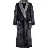 Gaubert Heren Badjas Extra Lang met Sjaalkraag en Ceintuur - Ochtendjas - Superzacht Coral Fleece - Unisex Pasvorm Heren Dames - Zwart met Grijze Kraag - Maat S/M - 8218-Black