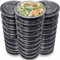 Famanu – 1-compartiment maaltijdbereiding bakje met deksel, 30 stuks, herbruikbaar en magnetronbestendig