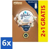 Glade 6 x - Touch & Fresh - Sensual Sandelhout Jasmijn - 10 ml - Geur - Parfum - Sandelhout - Jasmijn - Amber