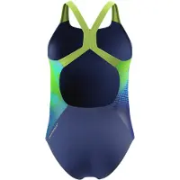 Speedo Meisjes Badpak Print Powerback Nightwatch/CitrusGrn