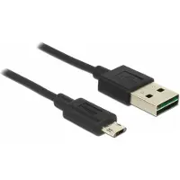 DeLOCK Easy-Micro USB naar Easy-USB-A kabel - USB2.0 - tot 2A / zwart - 0,50 meter