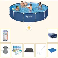 Bestway Steel Pro, ronde opblaasbare zwembad - 396x84 cm - 8-delig, model S21608