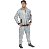 Chaks Trainingspak Zilver Geometrisch Iriserend - Maat XL