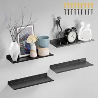 Famanu – Set van 4 zwevende metalen wandplanken van 30 cm breed, ideaal voor huisdecoratie in woonkamer, keuken, slaapkamer en kantoor, zwart