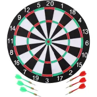 Dunlop Tweezijdig dartbord - 40,5 cm - Inclusief 6 darts - Zwart/wit ontwerp