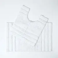 Famanu – 2-delige badmatset van 100% puur katoen, bestaande uit badmat van 50 x 80 cm en wc-mat van 50 x 55 cm, wit