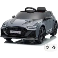 Vrooomy Audi RS6 GT Elektrische Kinderauto 12V 1 tot 6 jaar - Limited Edition Accuvoertuig met Afstandsbediening, EVA wielen & 3-puntsgordel - Kindervoertuig met Werkende Deuren & MP3-speler - Grijs
