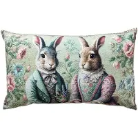 Clayre & Eef Sierkussen 35x50x4 cm Groen Polyester Konijnen