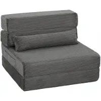 HOMCOM Floor Chair-Cord (100% Polyester)-70B x 200T x 12,5H cm-Dunkelgrau