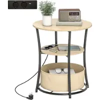 HOMCOM bijzettafel - tafel - Ø50 x 55,1H cm - stopcontactstrip