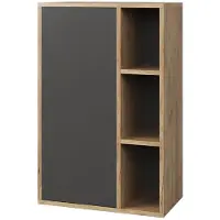 Famanu – Wandrek in eik goud/antraciet, 50,1 x 78,4 cm, stijlvol en functioneel voor decoratie en opslag