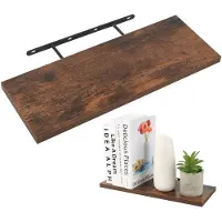 Famanu – Zwevende wandplank van 40 cm, bruine houten plank voor slaapkamer, keuken, badkamer, woonkamer en kantoor (40 x 15 x 1,5 cm