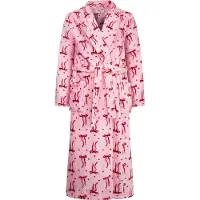 Gaubert Dames Badjas Extra Lang met Sjaalkraag en Ceintuur - Ochtendjas - Superzacht Coral Fleece - Dames - Roze Met Strikjes - Maat XXL/3XL - 8214