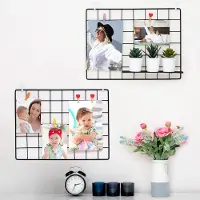 Famanu – 2-pack wandrek, fotorek en memobord van metaal, industrieel zwart en magnetisch, voor studentenkamer, keuken, gang, woonkamer, badkamer en wc