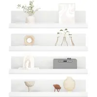 Famanu – Wit wandrek set van 4 planken zonder boren, acryl zwevende planken voor boeken en foto's, woondecoratie voor keuken, badkamer, kantoor en woonkamer (32 x 10 x 8 cm
