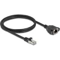 DeLOCK Network Extension Cable S/FTP RJ45 plug to RJ45 jack Cat.6A 1 m flat design black