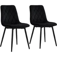 Relaxdays Eetkamerstoel, set van 2, fluweel, metalen poten, draagvermogen 120 kg, geschikt voor woonkamer en keuken, gestoffeerde keukelstoel, zwart