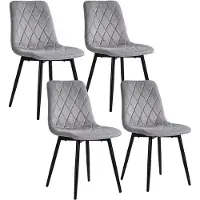 Relaxdays Eetkamerstoel, set van 4, fluweel, metalen poten, draagvermogen 120 kg, geschikt voor woonkamer en keuken, gestoffeerde keukelstoel, grijs