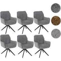Mendler Set van 6 eetkamerstoelen HWC-Q37, draaibare keukenstoel met automatische terugdraaimechanisme, stof (680g/m²) chenille, metaal, kleur: grijs