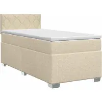 vidaXL Boxspringbed met matras en hoofdeinde, crème, 90 x 200 cm, stof