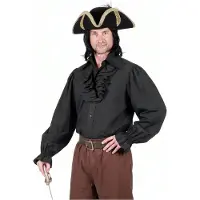 Coppens Bouse heer met jabot luxe zwart | Maat M |
