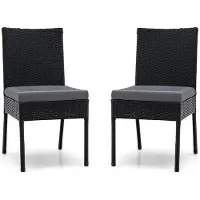 Markenlos tuinstoelen met zachte kussens - 2 stuks, weerbestendig, zwart, 44,5 x 57 x 88 cm