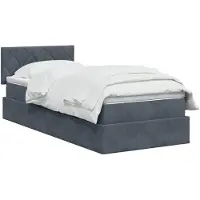 vidaXL LED-bed met opbergruimte en matras, donkergrijs, 100 x 200 cm, fluweel