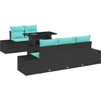 vidaXL Tuinbank Set 6 st 5-Aantal zitplaatsen Zwart en Turkoois