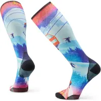 Smartwool Sok Unisex Ski Zero Cushion Ski Day Print OTC Socks Laguna Blue-L