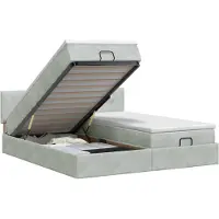vidaXL Ottoman bed met matras met hoofdeinde 2 st Lichtgrijs Fluweel
