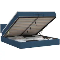vidaXL Ottoman bed met matras met hoofdeinde Blauw 200 x 200 cm Stof