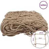 vidaXL Jute plant ondersteuningsnet Naturel 1 x 25 m 100% Tossa Jute
