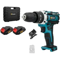 OEM Boormachine met slagfunctie, 25 Nm koppel, snelheidsregeling met twee standen, 2 batterijen (Blau B)