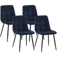 CLP Set van 4 eetkamerstoelen Tilde, bekleed met rugleuning, belastbaar tot 150 kg, blauw, materiaal: fluweel