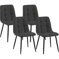 CLP Set van 4 eetkamerstoelen Tilde, bekleed met rugleuning, belastbaar tot 150 kg, donkergrijs, materiaal: stof