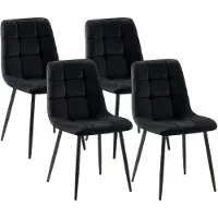 CLP Set van 4 eetkamerstoelen Tilde, bekleed met rugleuning, belastbaar tot 150 kg, kleur zwart, materiaal: fluweel