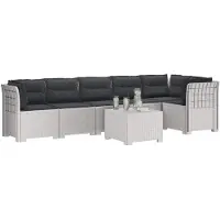 vidaXL 6-Zits Tuinbank met Kussens Rattan uitstraling PP Wit