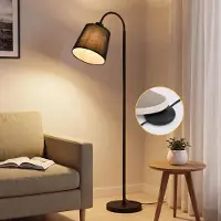 ZMH Vloerlamp voor woonkamer, staande lamp, 160 cm, 360° draaibaar, zwarte lampenkap, slaapkamerlamp, voetpedaal, E27 fitting, leeslamp voor kinderkamer