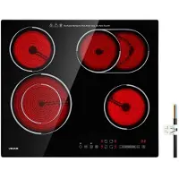 Vevor Glaskeramische Kookplaat 59 x 52 cm Inbouw Elektrische Kookplaat 6600 W 4 Kookzones