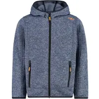 CMP - Boy's Jacket Fix Hood Jacquard Knitted - Fleecevest 104, blauw/grijs